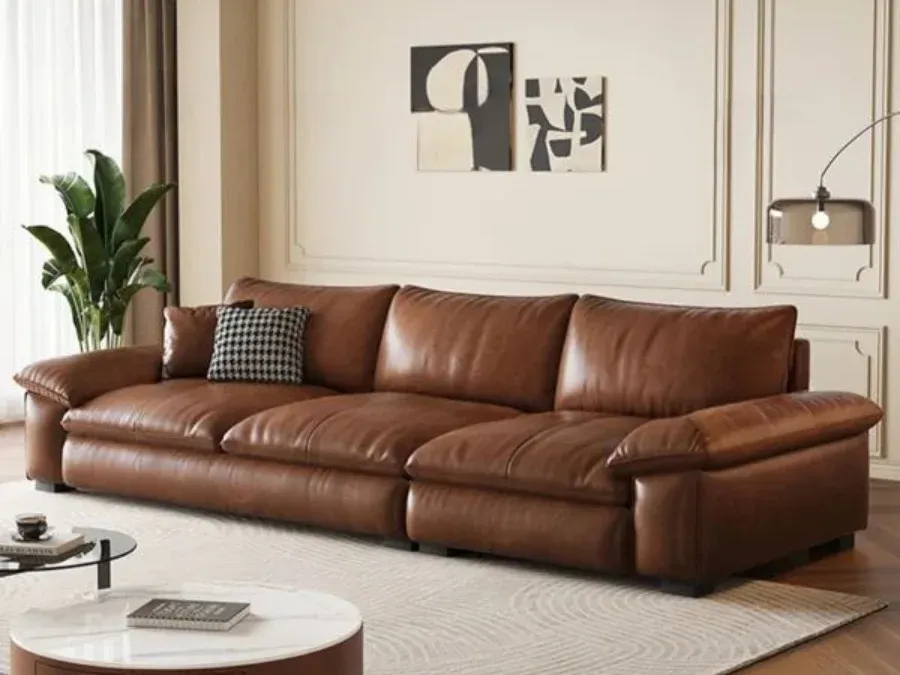 chestnut brown Leather sofa